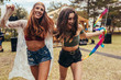 Girls having fun at music festival