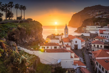 Wall Mural - Sunset over the church in Camara de Lobos, Madeira, Portugal