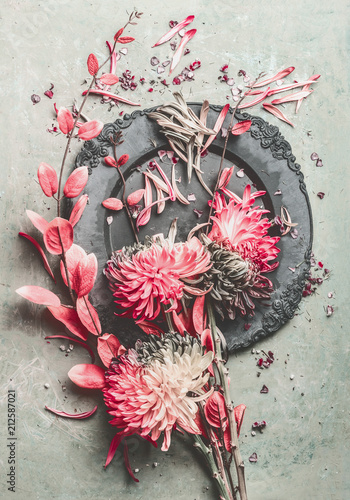 Summer Floral Still Life Composition Made With Colorful Pastel