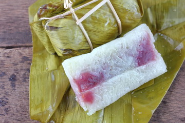 Poster - Thai style dessert made from banana and sticky rice