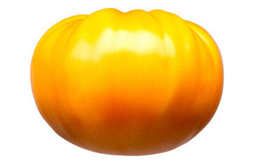 Canvas Print - Big delicious single yellow tomato isolated on white background with clipping path