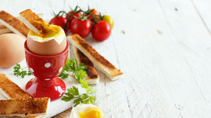 Wall Mural -  Soft-boiled egg with toasts