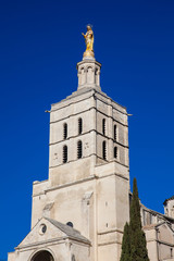 Golden Virgin Mary Statue at the Palace of the Popes in Avignon France