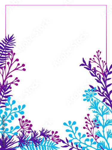 Herbal twigs and branches border vector invitation card.