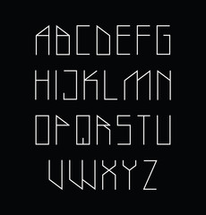 Aufkleber - Vector modern thin alphabet set. Geometric stylized letters