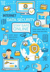 Aufkleber - Vector poster of internet data security technology