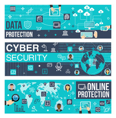 Poster - Vector banners of online internet cyber security
