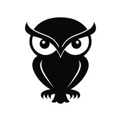 Poster - Icon owl. Flat sign owl. Isolated black logo owl on white background. Vector Illustration