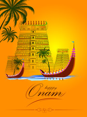 Canvas Print - Happy Onam background for Festival of South India Kerala