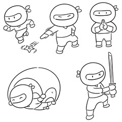 Sticker - vector set of ninja