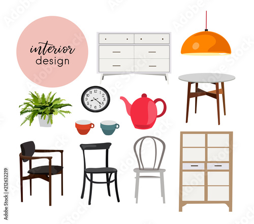 Vector Mid Century Modern Illustration Elements Collection