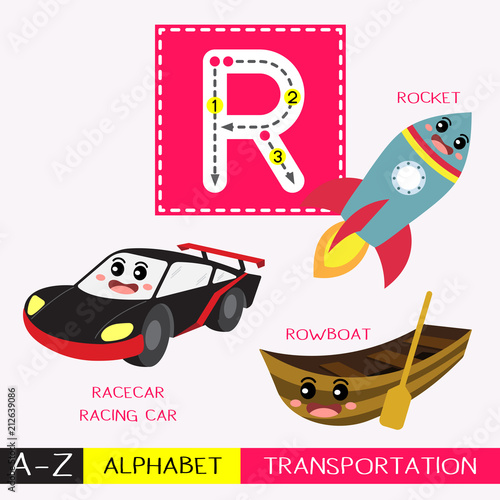 Letter R Uppercase Children Colorful Transportations Abc - 