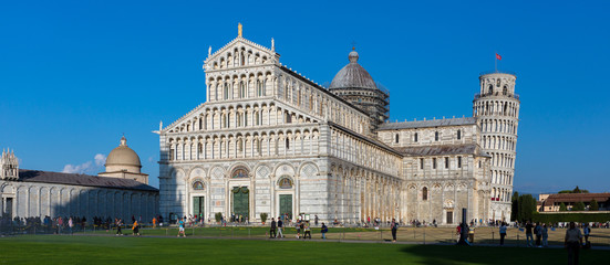 Panorama of cathedral and tower of Pisa