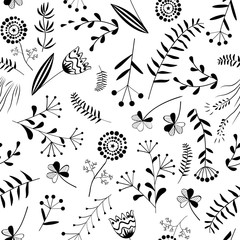 Wall Mural - Seamless pattern with wild herb