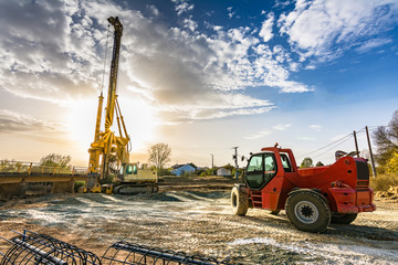 Wall Mural - machine for boring earth for the construction of pillars of a bridge in the province of zamora in sp