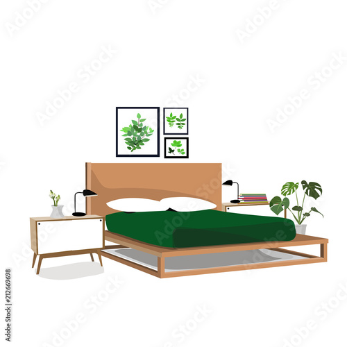 Modern Bedroom Interior Design Collection Set In Botanical