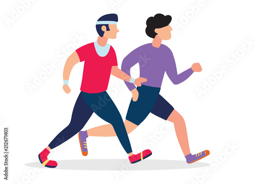 Two Running Men Cartoon Jogging Buddy Vector Illustration Buy This Stock Vector And Explore Similar Vectors At Adobe Stock Adobe Stock