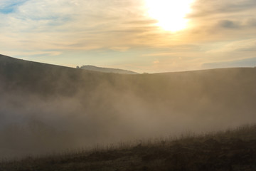 Morning fog in the october day