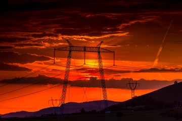 Poster - Pylons at the sunset