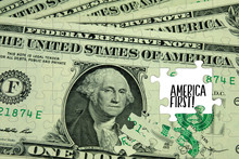 Dollar Geldschein Als Puzzle Und Slogan America First