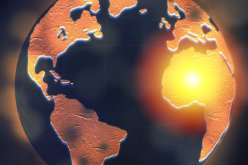 africa highlighted on dark globe for internet connection and worldwide connection concept.