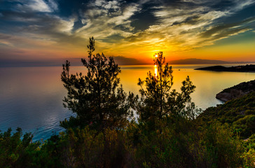 Sea sunset in thassos island, Greece