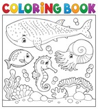 Fototapeta Psy - Coloring book sea life theme 2
