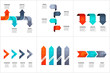 Set of vector arrows infographic design layouts with 3 and 4 options, parts or step. Illustration for project steps visualization. Modern design elements. Business presentation.