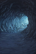 Illustration In Front Of The Tunnel Inside The Cave.