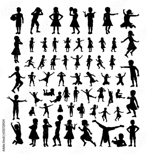Children Kids Silhouette Bi...
