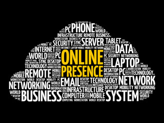 Online Presence word cloud collage, internet concept background