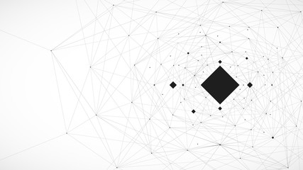 Black and White background, lines and connection vector illustration