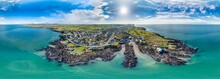 Aerial View Of Bull Bay On The Northern Coast Of Anglesey, Wales, UK