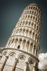 Wall Mural - Leaning tower of Pisa vintage style, Tuscany, Italy