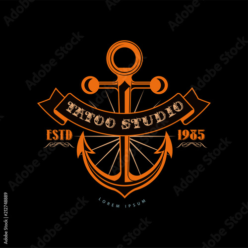 Tattoo Studio Logo Design Template Estd 1983 Retro Styled Emblem With Anchor Vector Illustration Buy This Stock Vector And Explore Similar Vectors At Adobe Stock Adobe Stock