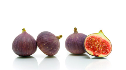 juicy ripe figs closeup on white background