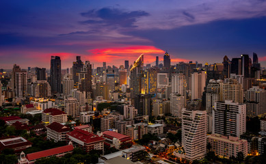 Wall Mural - urban cityscape on twilight skyline for sunset time