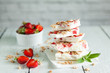 Healthy frozen yogurt barks with strawberry and granola