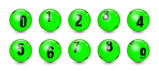 Wall Mural - Vector Bingo Lottery Number Balls Isolated on White Background