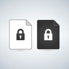 Wall Mural - Document Lock Icon Vector. Cyber Data Security Illustration. Sheet Of Paper Lock Logo. Computing Digital Information Secure Symbol.