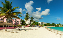 The Sunny Tropical Dover Beach On The Island Of Barbados
