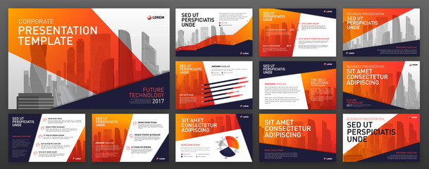 Wall Mural - business powerpoint presentation templates with infographic elements. use for keynote template, ppt 