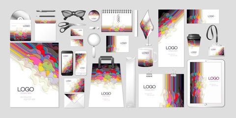Vector set kit collection corporate identity mockup mock up abstract multilayer multicolored wave design