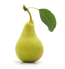 Wall Mural - Green pear with leaf.