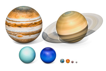 Wall Mural - planets of the solar system. jupiter, saturn, uranus, neptuno, earth, venus, mars, mercury. 3d rende
