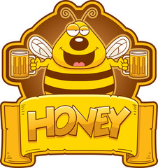 Canvas Print - Cartoon Bee Honey Label