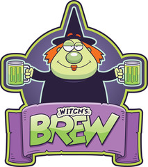 Canvas Print - Cartoon Witch Brew Label