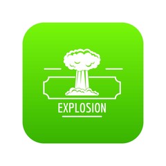 Wall Mural - Smoke explosion icon green vector isolated on white background