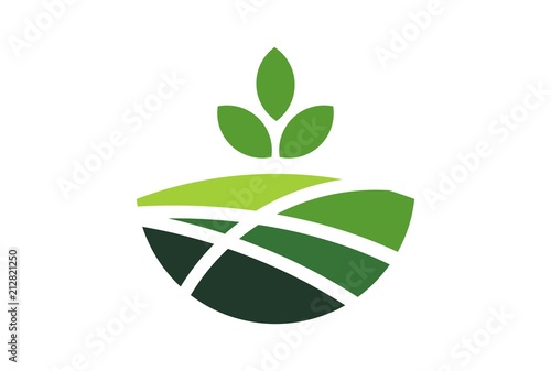 Fotomural plantation garden green hill logo