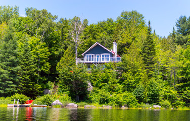 holiday apartment - wooden cottage in forest in quebec, canada